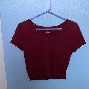 Cropped V neck tee